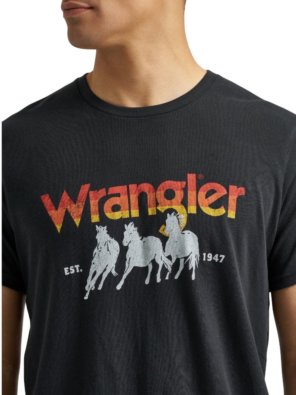 Wrangler Black Short-Sleeve Tee with Gradient Logo $3 in 💕5/$15 - Picture 2 of 4